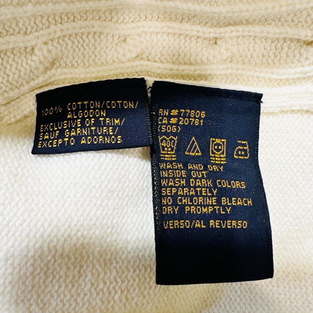 Vintage Tommy Hilfiger Golf Men V Neck Cable Knit Sweater Vest Cream szXL Preppy - Picture 14 of 14